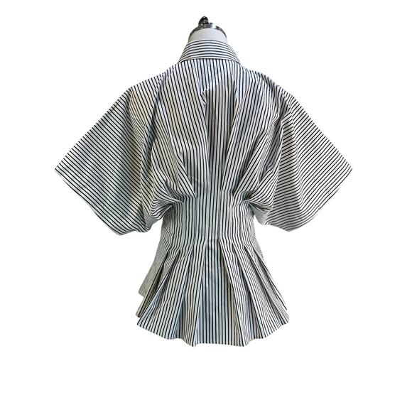 Anthropologie Exquise Maven Button-Front Pleated Shirt Dress Stripe - Picture 10 of 10